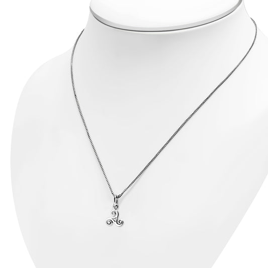 Tiny Triskele Triple Spiral Sterling Silver Pendant