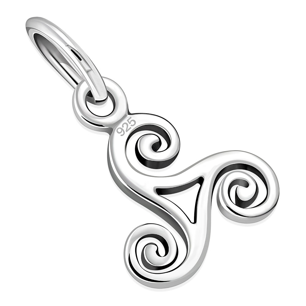 Tiny Triskele Triple Spiral Sterling Silver Pendant