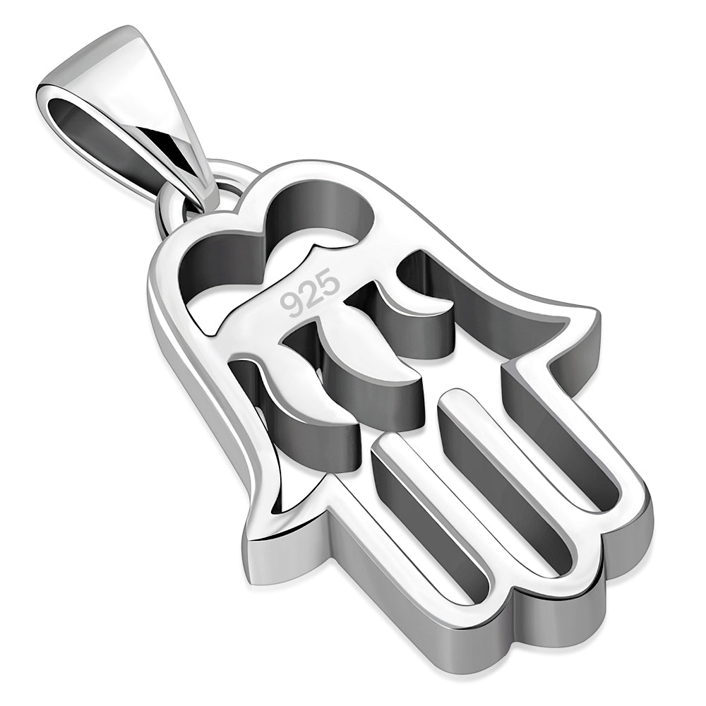 Hamsa Chai/ Hai Jewish Judaica Hebrew 925 Sterling Silver Pendant