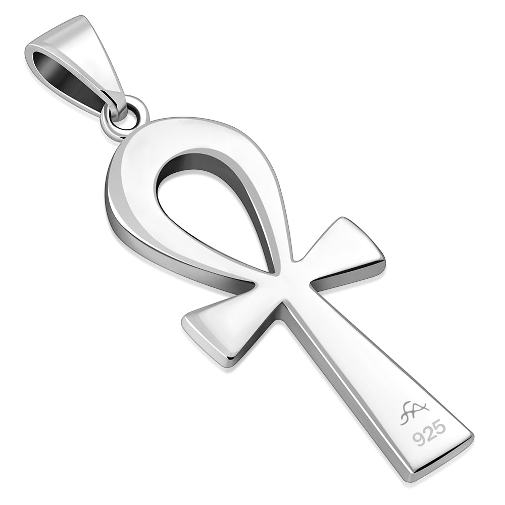 Medium Ancient Egyptian Ankh Cross Silver Pendant