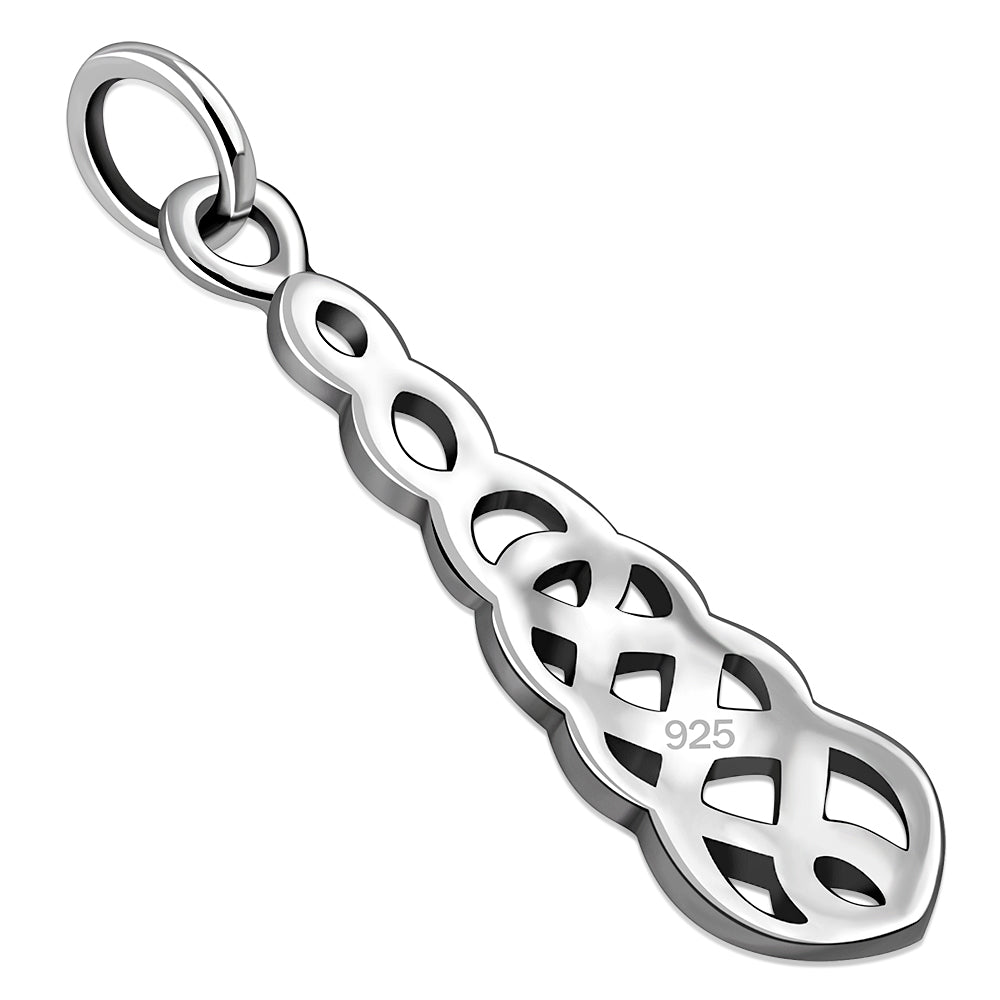 Long Celtic Knot Plain Silver Pendant