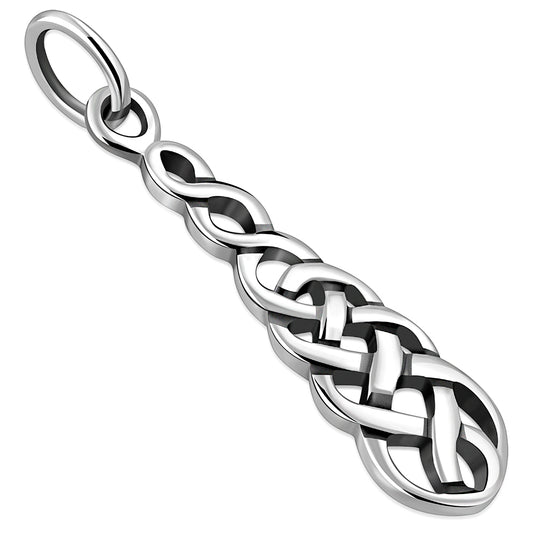 Long Celtic Knot Plain Silver Pendant