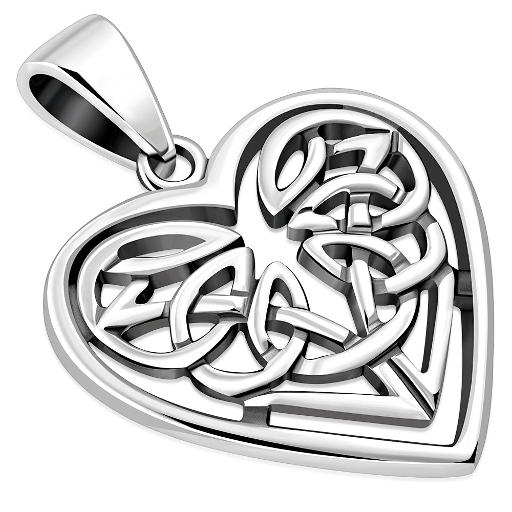 Celtic Knot Heart Sterling Silver Pendant