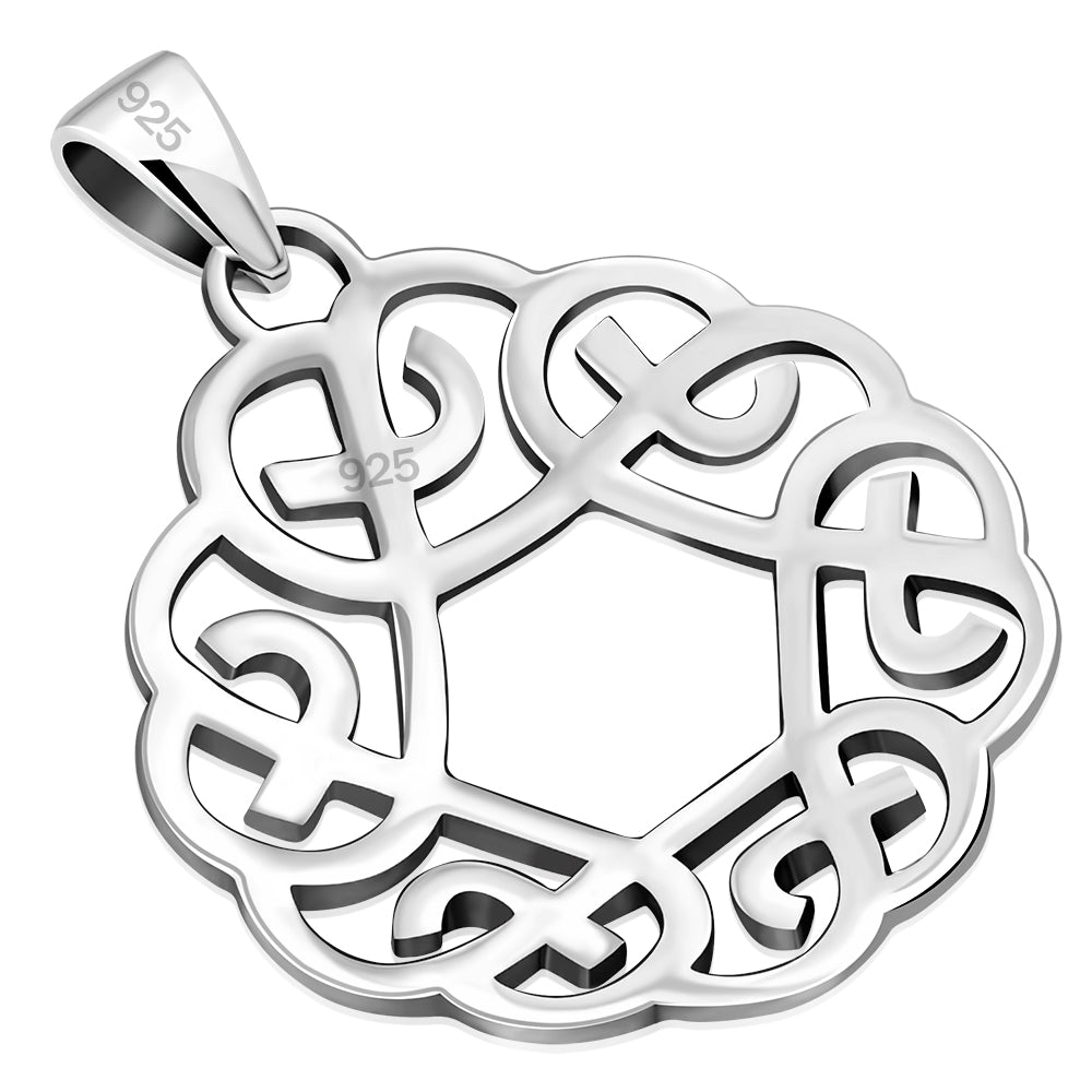 Rounded Celtic Knot Silver Pendant
