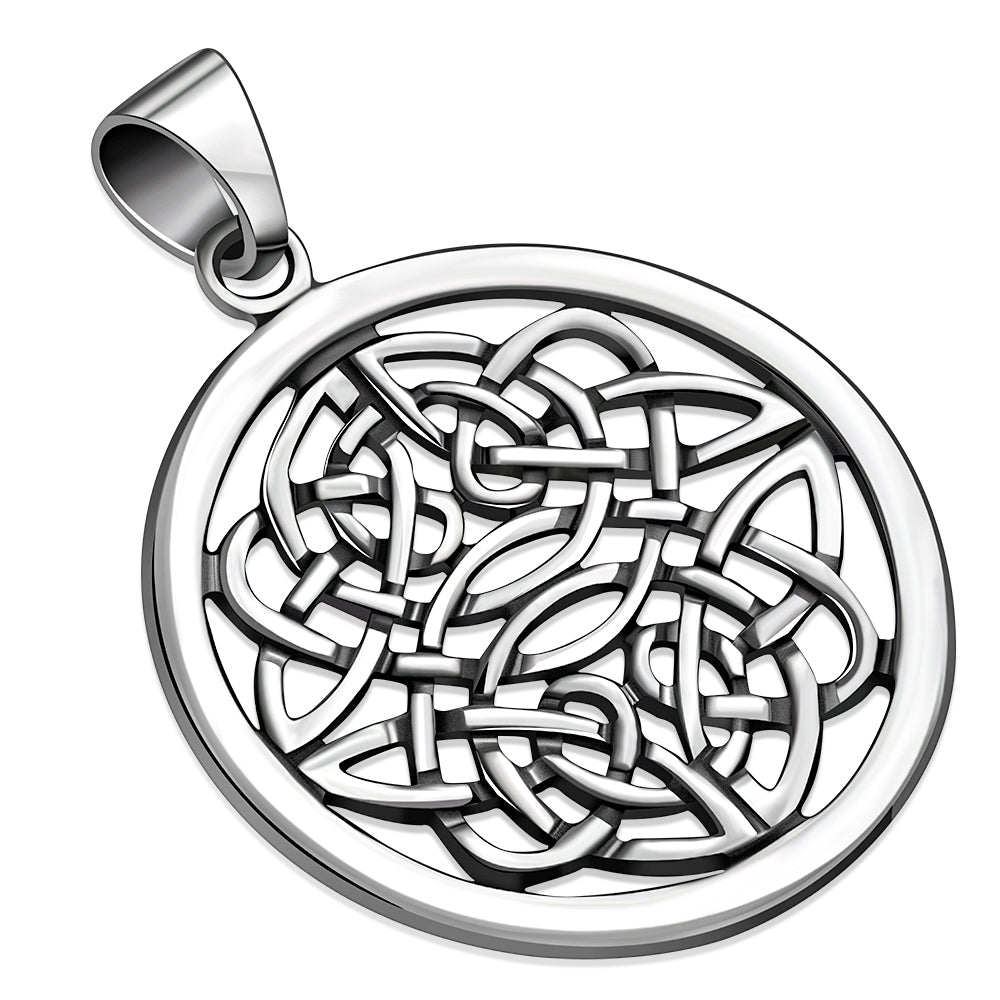 Round Silver Celtic Pendant