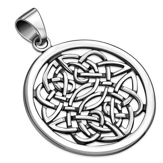 Round Silver Celtic Pendant