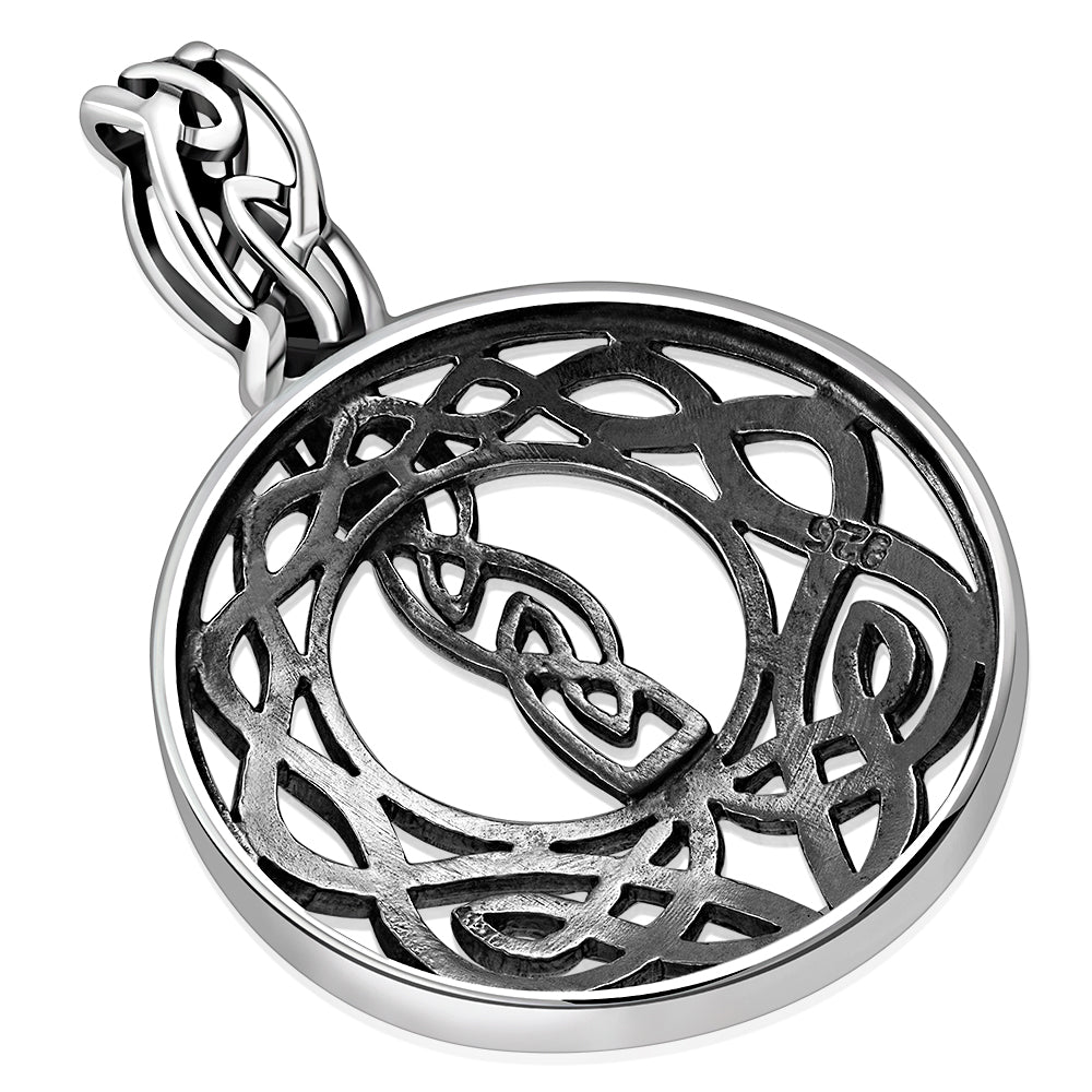 Unique Round Large Celtic Knot Silver Pendant