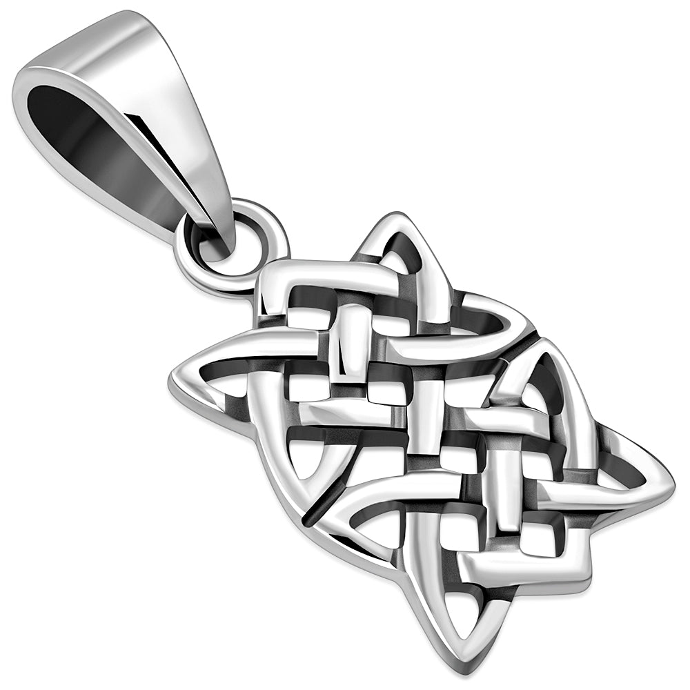 Tiny Rectangle Shape Celtic Silver Pendant