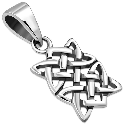 Tiny Rectangle Shape Celtic Silver Pendant