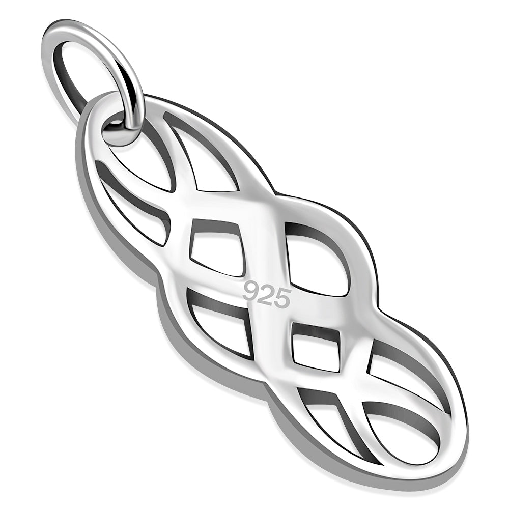 Long Solid Silver Celtic Pendant