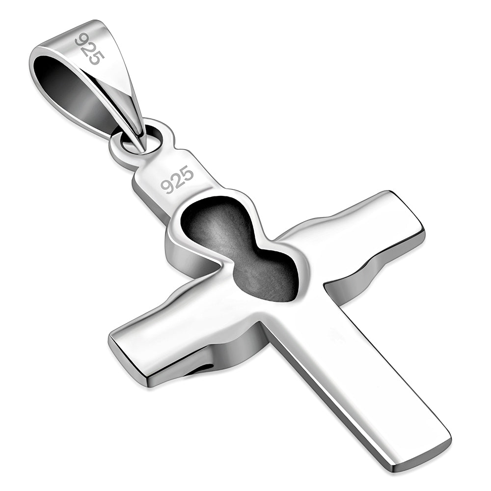 Solid Silver Claddagh & Cross Pendant