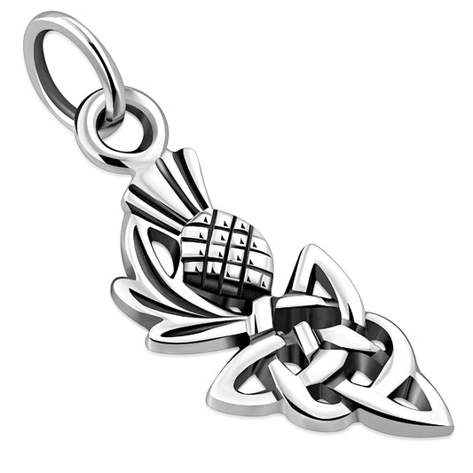 Tiny Thistle Celtic Knot Silver Pendant