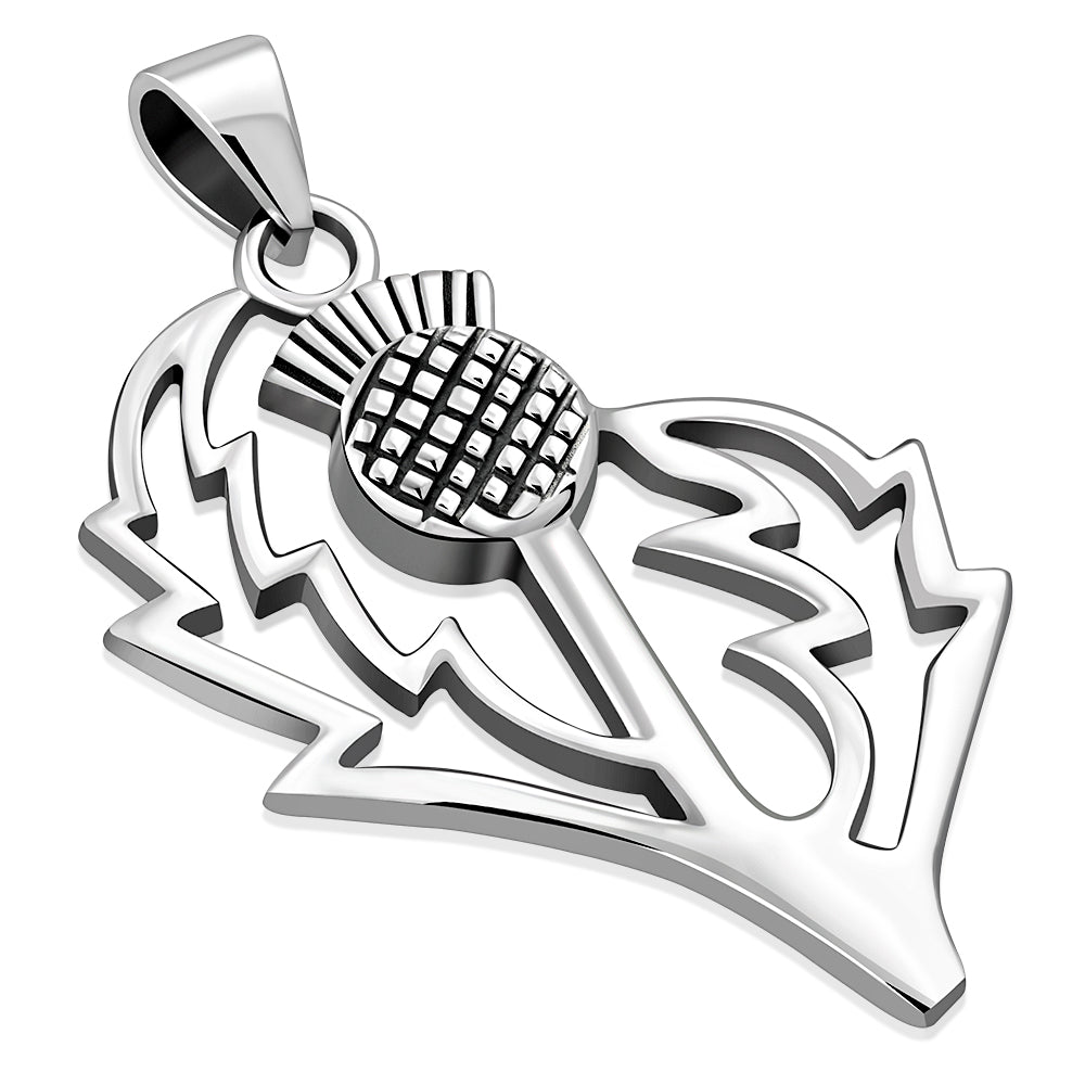 Large Thistle Silver Pendant