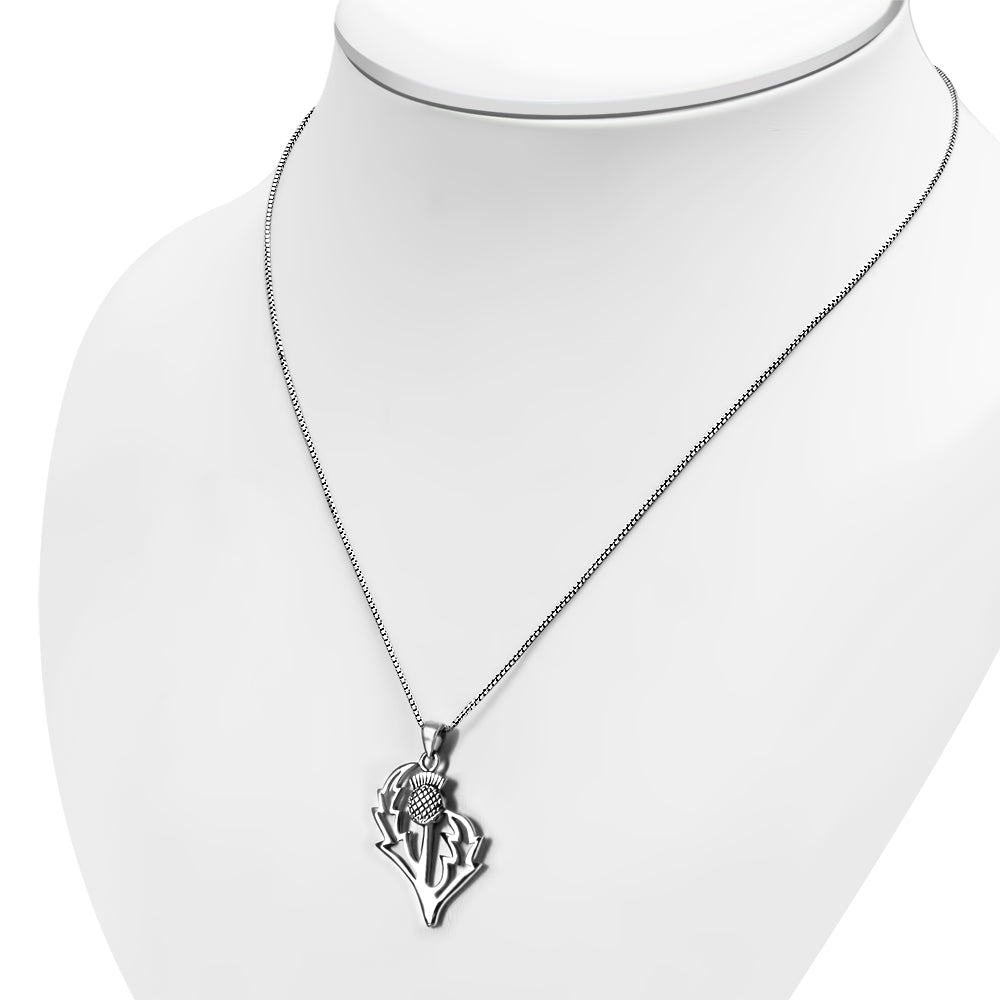 Large Thistle Silver Pendant