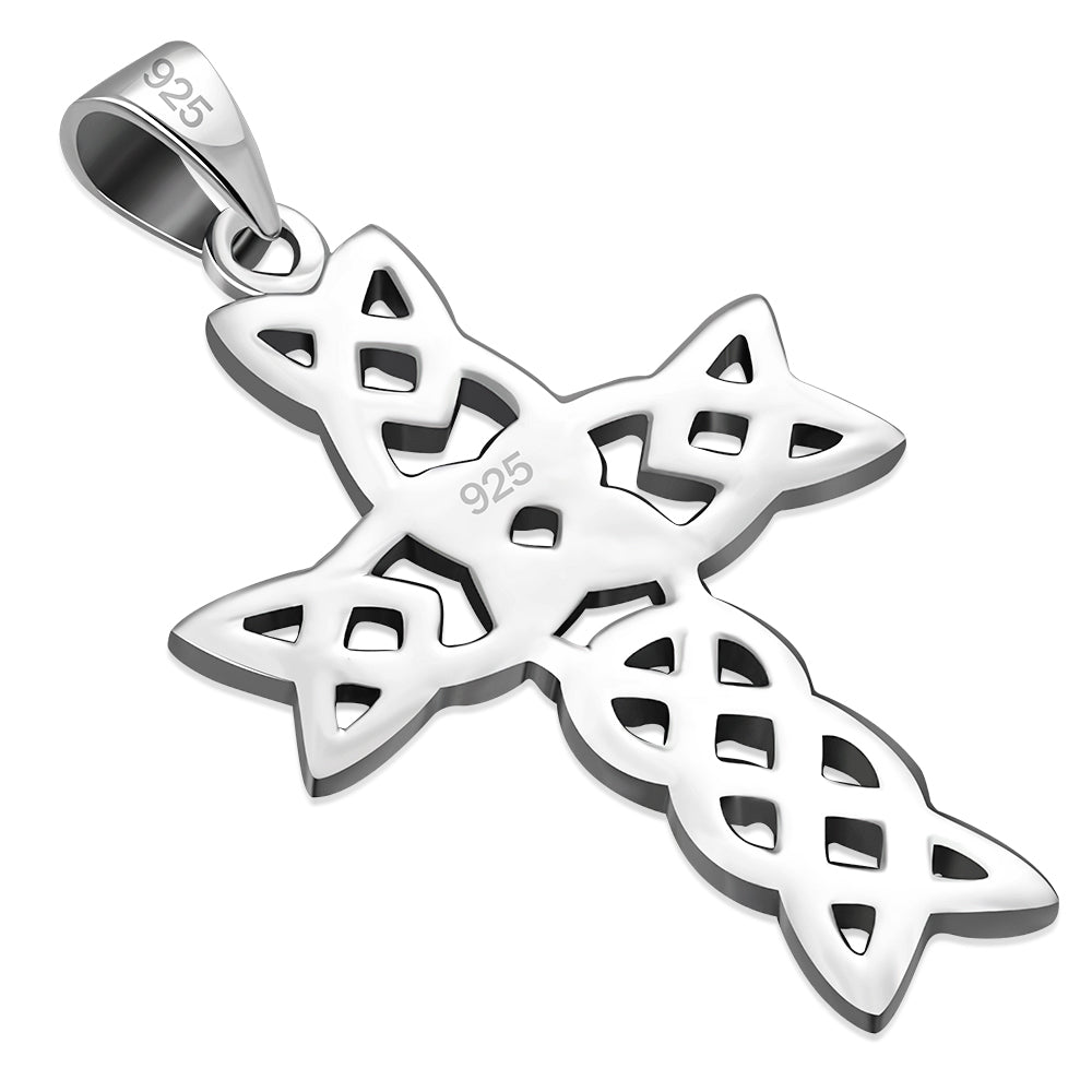 Irish Gaelic Celtic Knot Cross 925 Sterling Silver Pendant