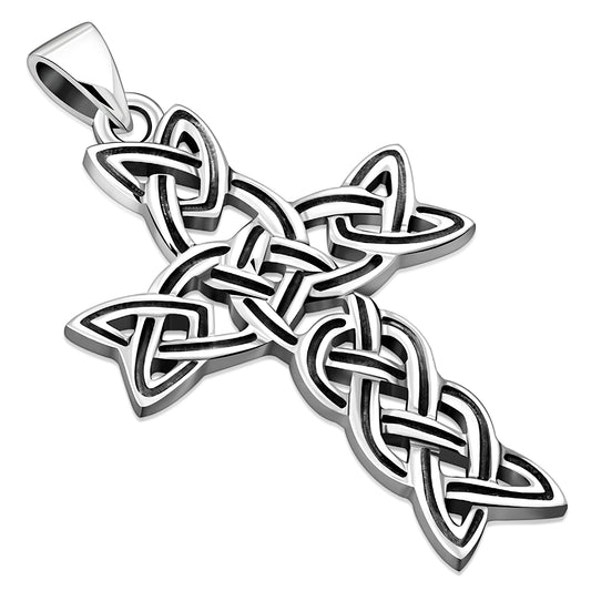 Irish Gaelic Celtic Knot Cross 925 Sterling Silver Pendant