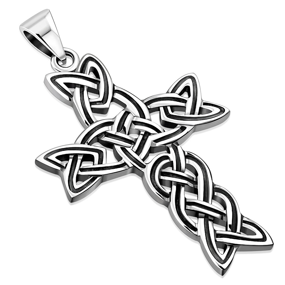 Irish Gaelic Celtic Knot Cross 925 Sterling Silver Pendant