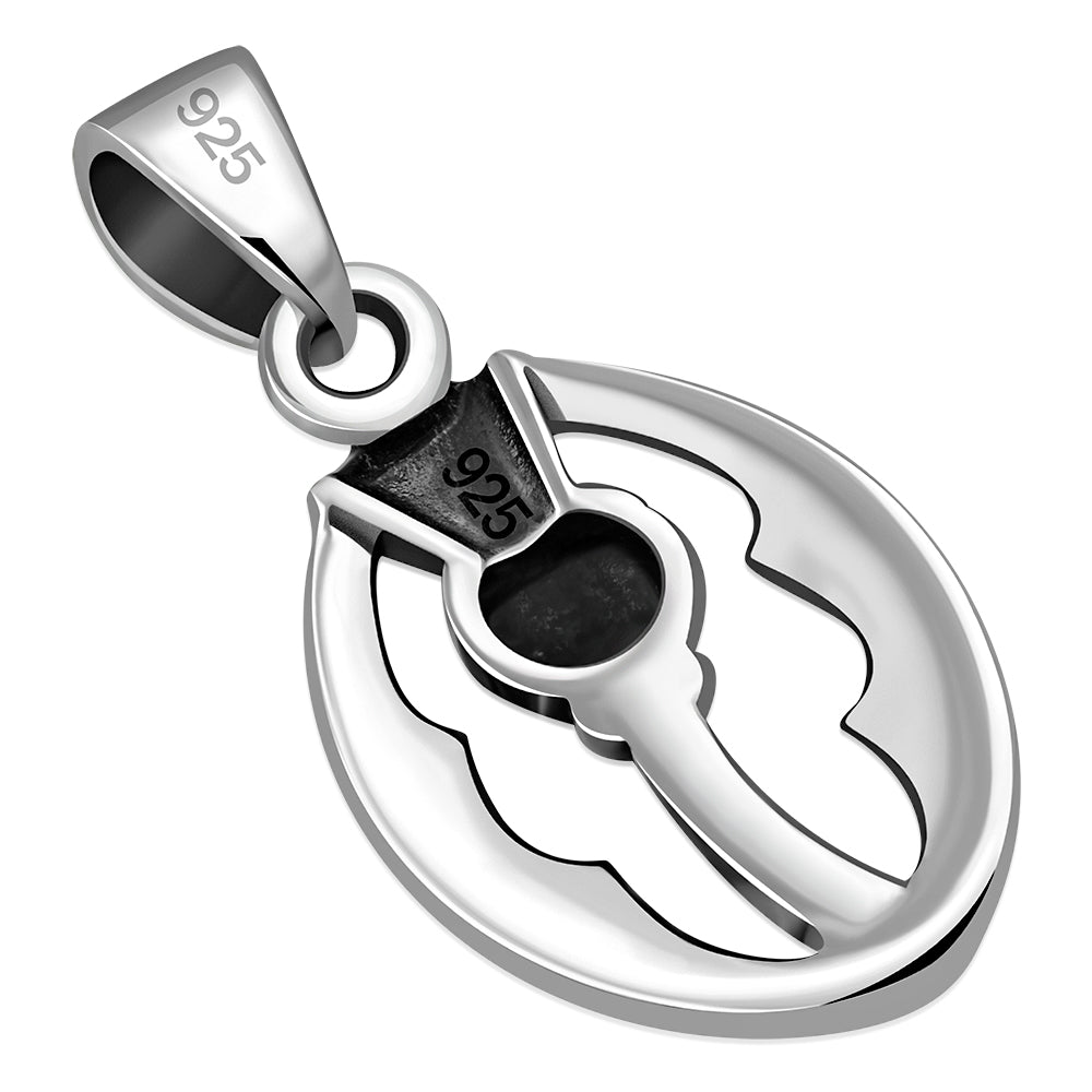 Thistle Oval Sterling Silver Pendant