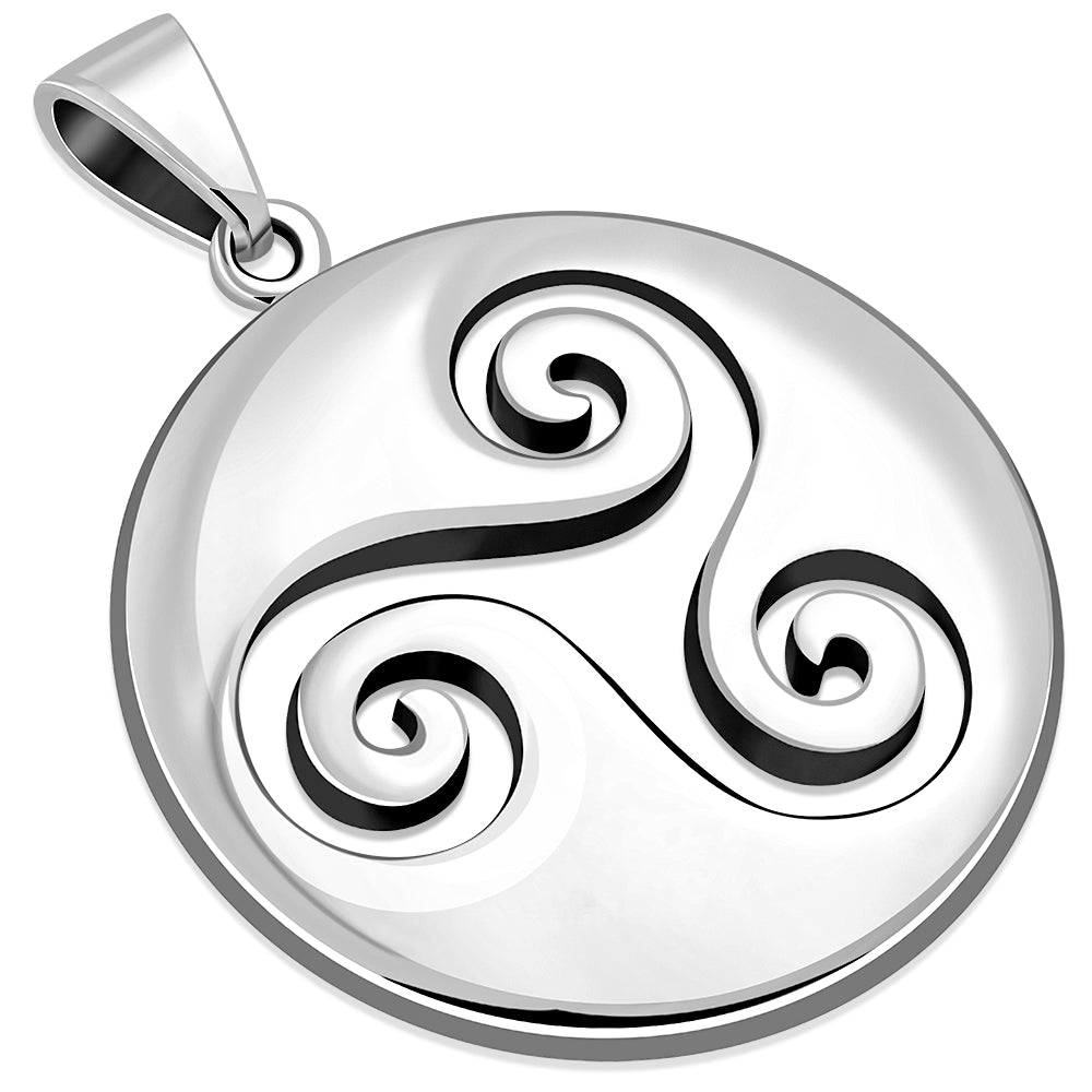 Large Celtic Triskele Silver Pendant