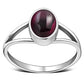 Simple Garnet Stone Sterling Silver Ring