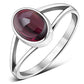 Simple Garnet Stone Sterling Silver Ring