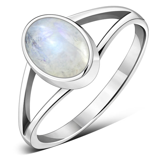 Rainbow Moonstone Sterling Silver Ring