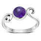 Delicate Silver Spiral Ring set w/ Amethyst Stone