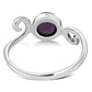 Delicate Silver Spiral Ring set w/ Amethyst Stone