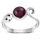 Delicate Silver Spiral Ring set w/ Garnet Stone