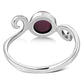 Delicate Silver Spiral Ring set w/ Garnet Stone