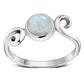 Delicate Silver Spiral Ring set w/ Rainbow Moonstone