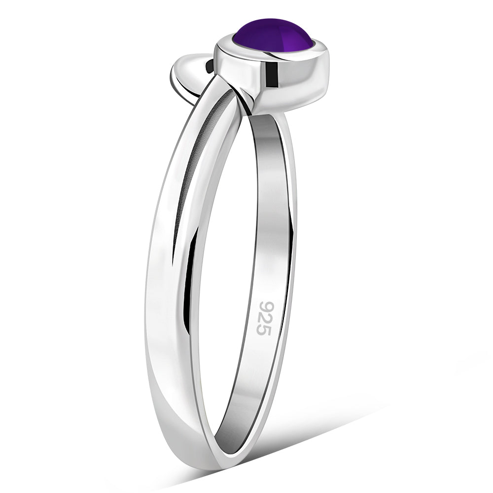 Amethyst Stone Silver Band Ring