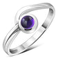 Amethyst Stone Silver Band Ring