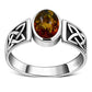 Celtic Baltic Amber Sterling Silver Ring