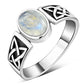 Celtic Rainbow Moonstone Sterling Silver Ring