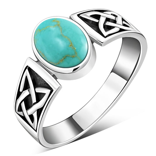 Celtic Turquoise Stone Sterling Silver Ring