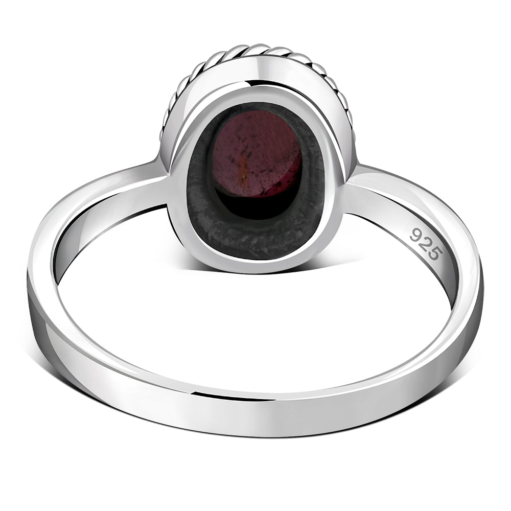 Garnet Stone Sterling Silver Ring