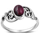 Om Garnet Stone Sterling Silver Ring