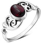 Om Garnet Stone Sterling Silver Ring