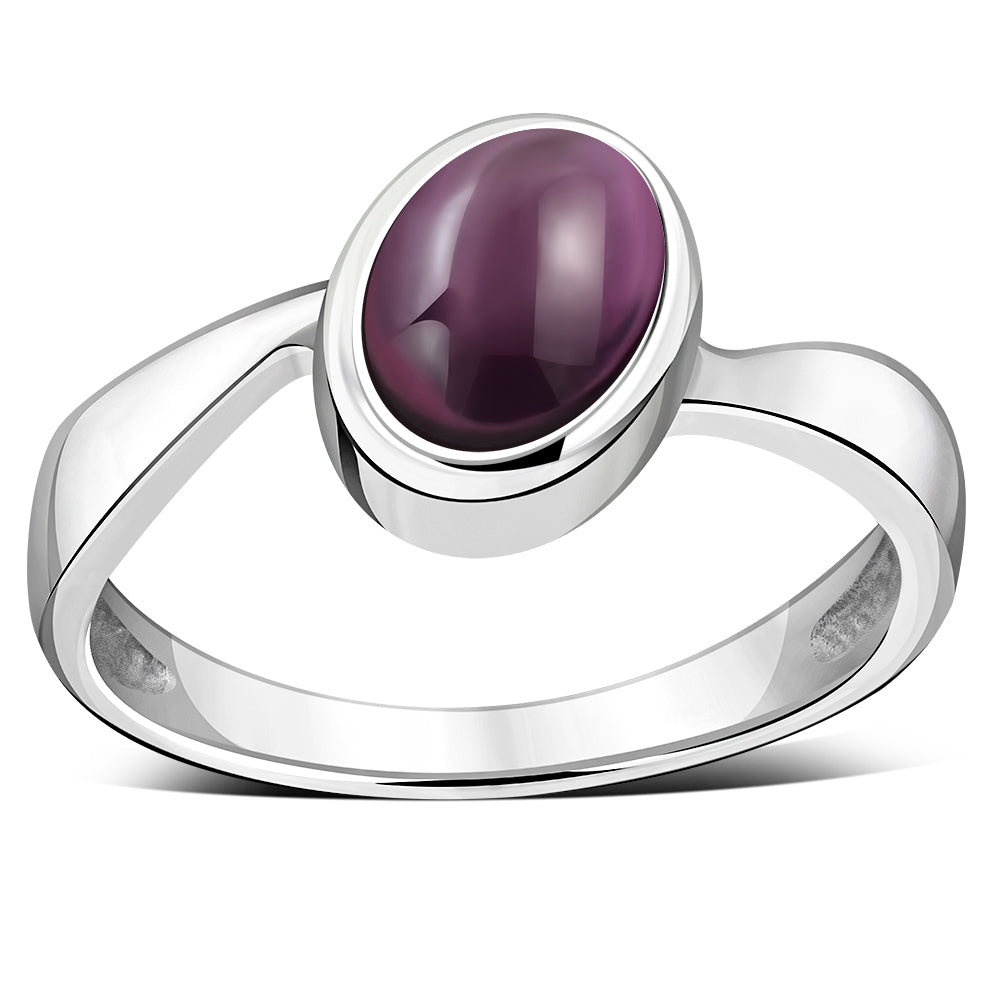 Garnet Stone Sterling Silver Ring