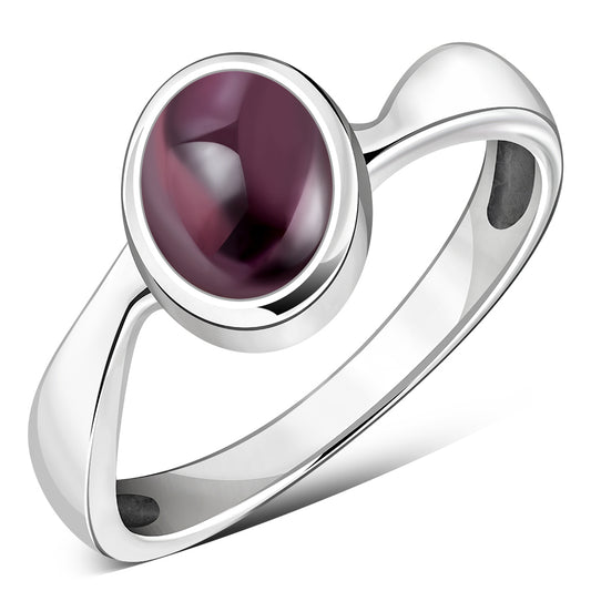 Garnet Stone Sterling Silver Ring