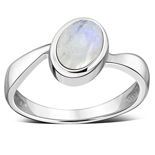 Rainbow Moonstone Sterling Silver Ring