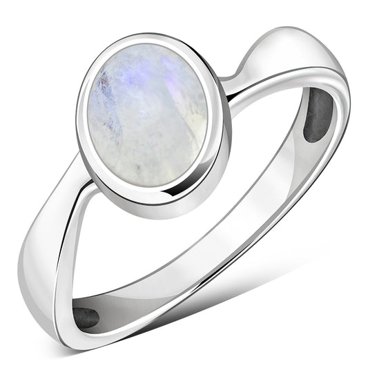 Rainbow Moonstone Sterling Silver Ring