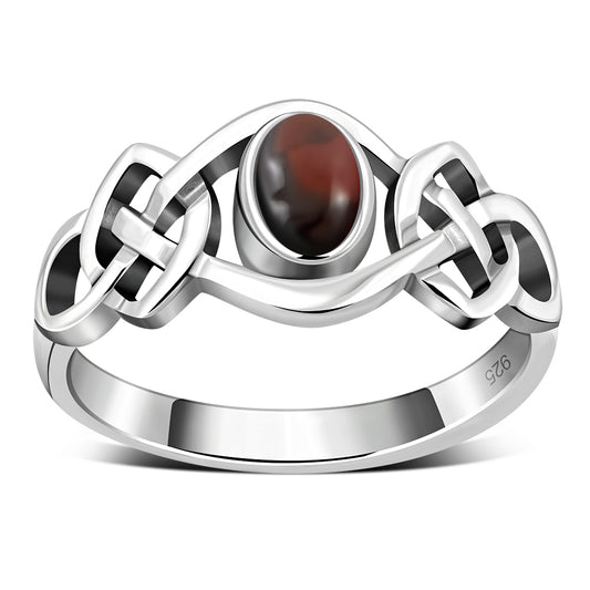 Baltic Amber Cabochon Celtic Knot Silver Ring