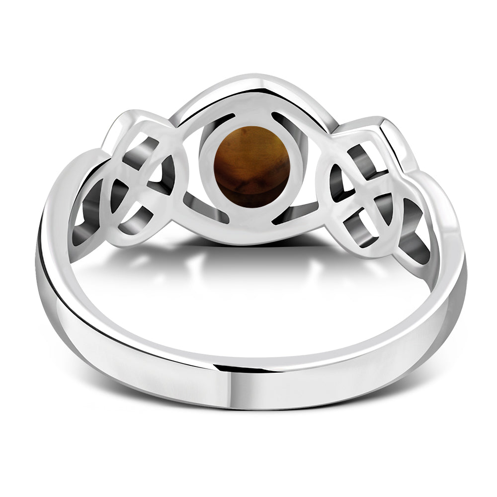 Baltic Amber Cabochon Celtic Knot Silver Ring