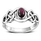 Garnet Cab Celtic Knot Sterling Silver Ring