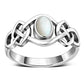 Mother of Pearl Sea Shell Celtic Silver Ring