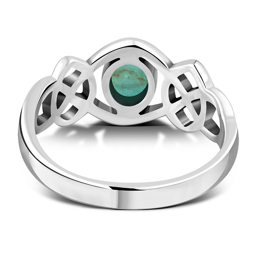 Turquoise Stone Celtic Knot Silver Ring