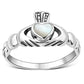 Mother of Pearl Irish Claddagh Silver Ring
