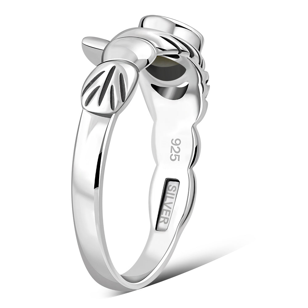 Mother of Pearl Irish Claddagh Silver Ring